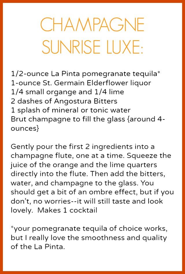 Champagne Sunrise Luxe cocktail recipe